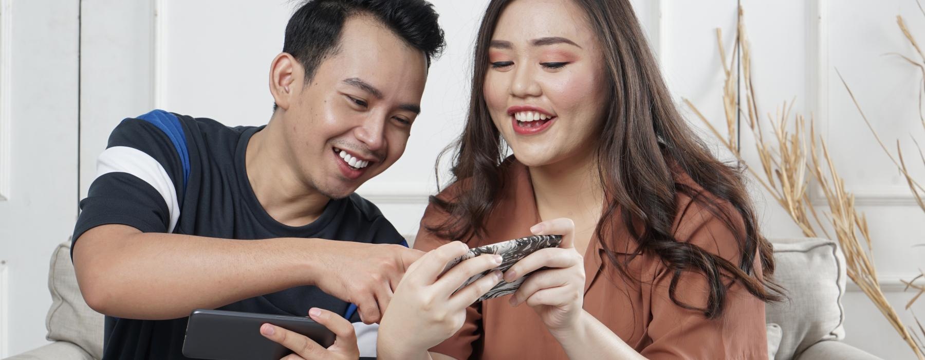 a man and woman playing a game