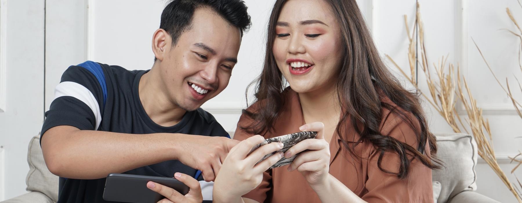 a man and woman playing a game